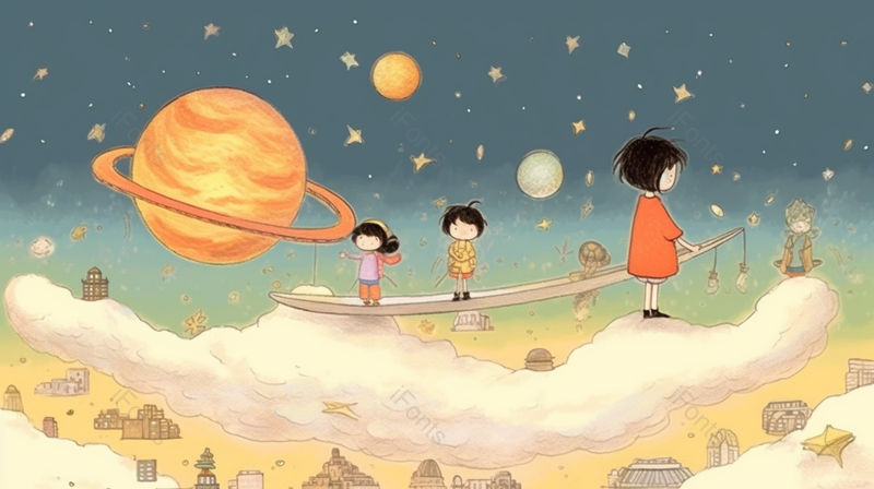 儿童节小朋友月球玩耍畅想卡通插画图,插画/手绘图,插画/手绘图库,插画/手绘图下载,插画/手绘